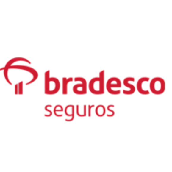 Logotipo da Bradesco Seguros com simbolo vermelho ao lado do nome da empresa