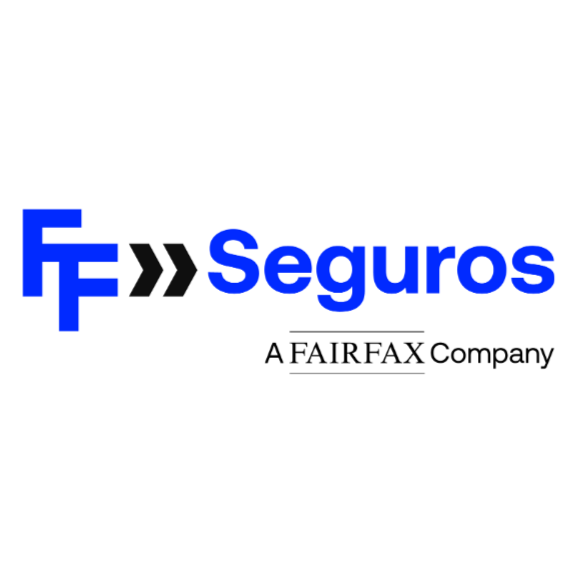 Logotipo da Fairfax com palavras 'FF Seguros' e símbolo em azul.