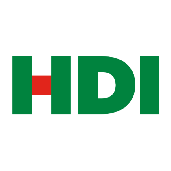 Logo da HDI com letras verdes e detalhe vermelho no H.