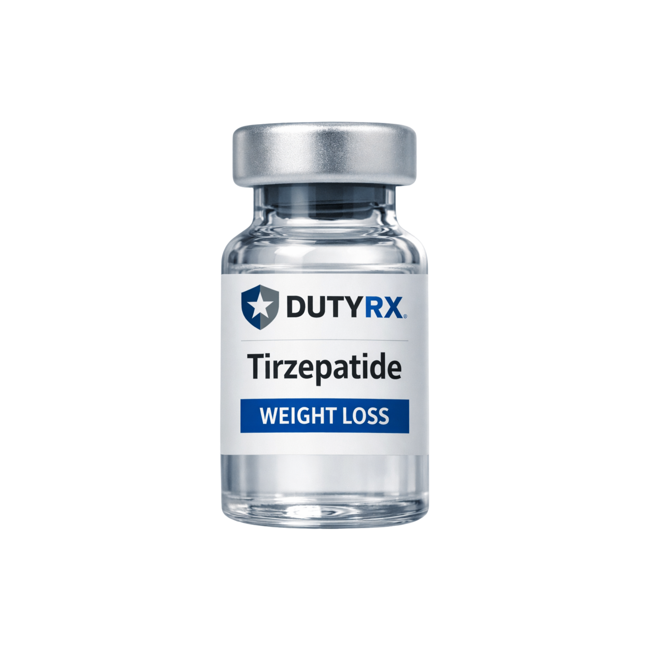 A bottle labeled Dutyrx Tirzepatide for weight loss.