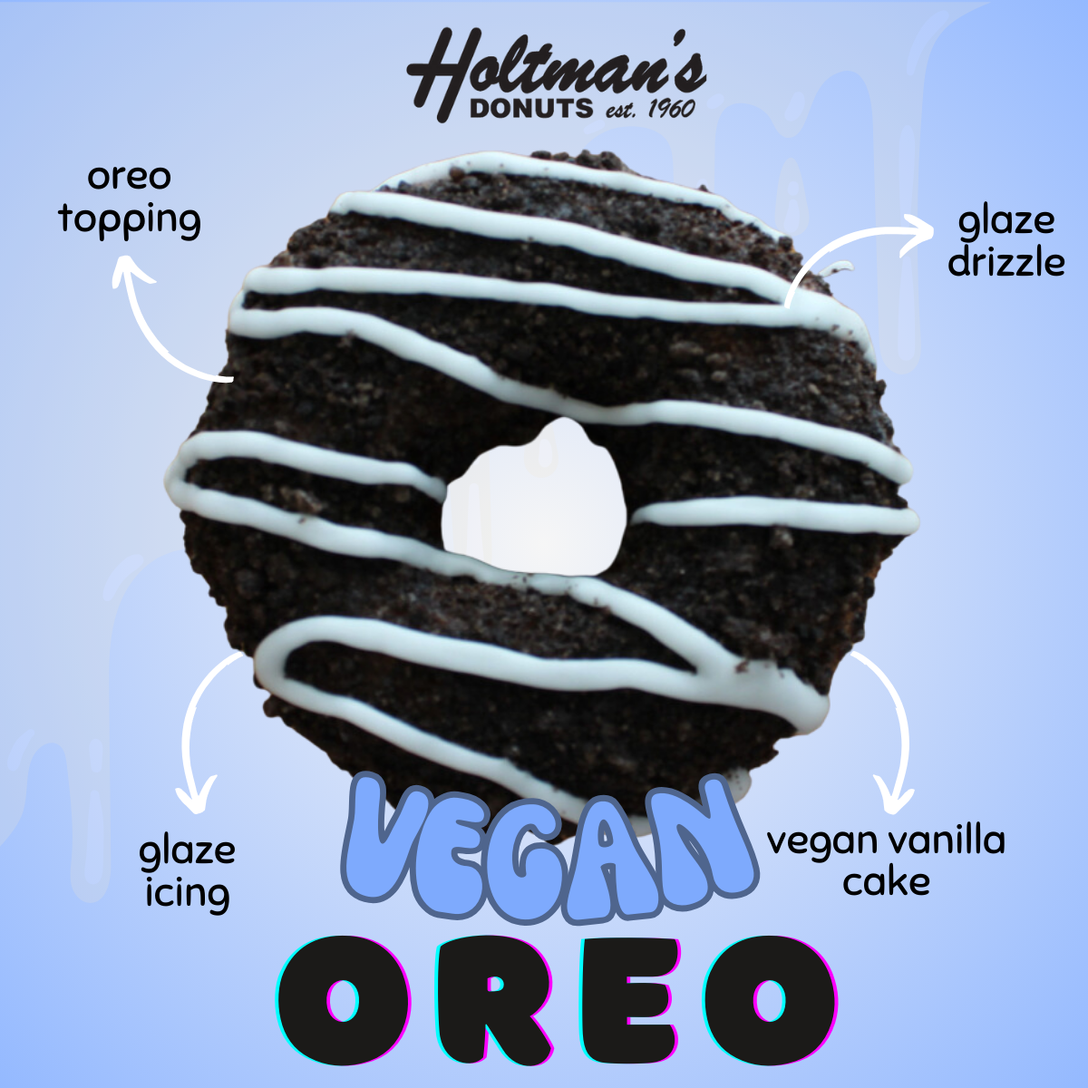 Vegan Oreo Cake Donut Social Post, Holman's Donut