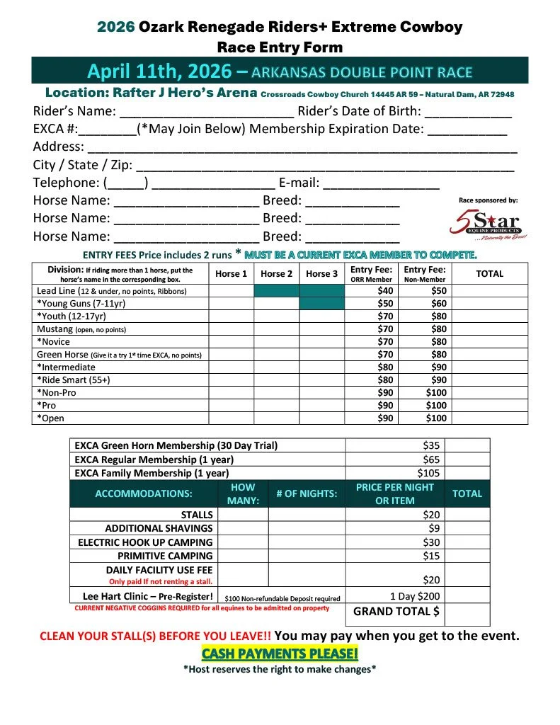April 11th, 2026 Race entry form