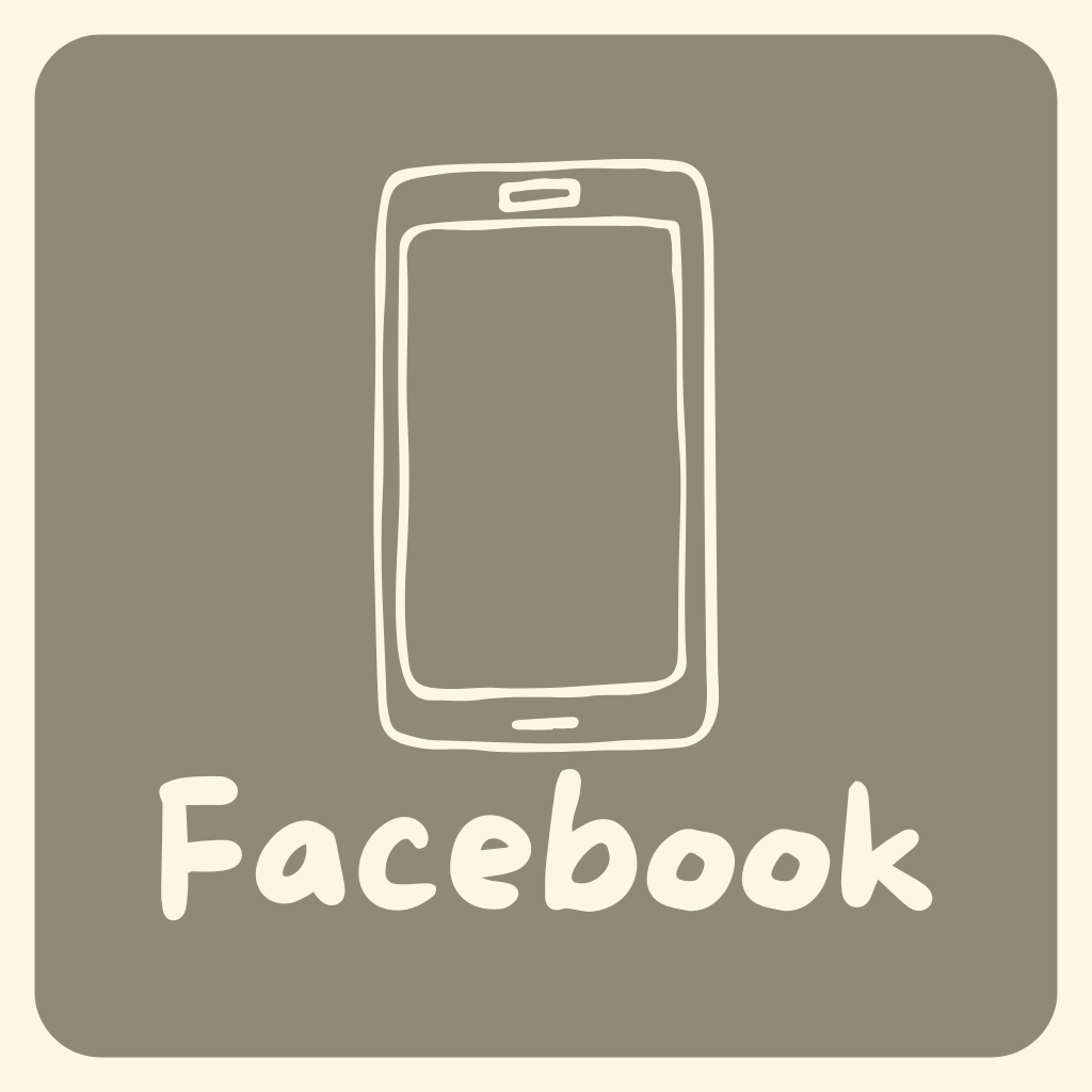 A simple illustration of a smartphone above the word 'Facebook' on a gray background.