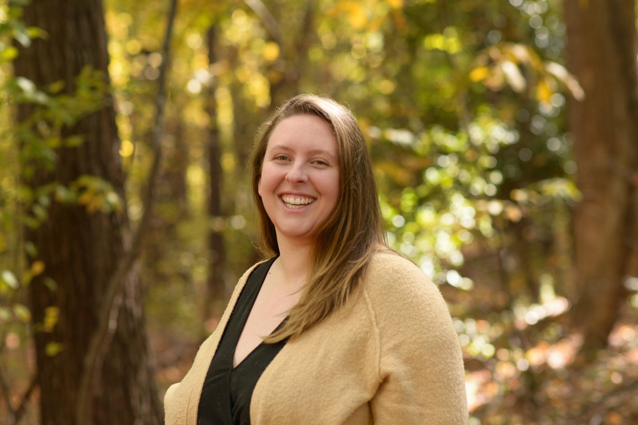 White woman with brown hair wearing beige sweater, the Chapel Hill Therapist, Katie Hargreaves