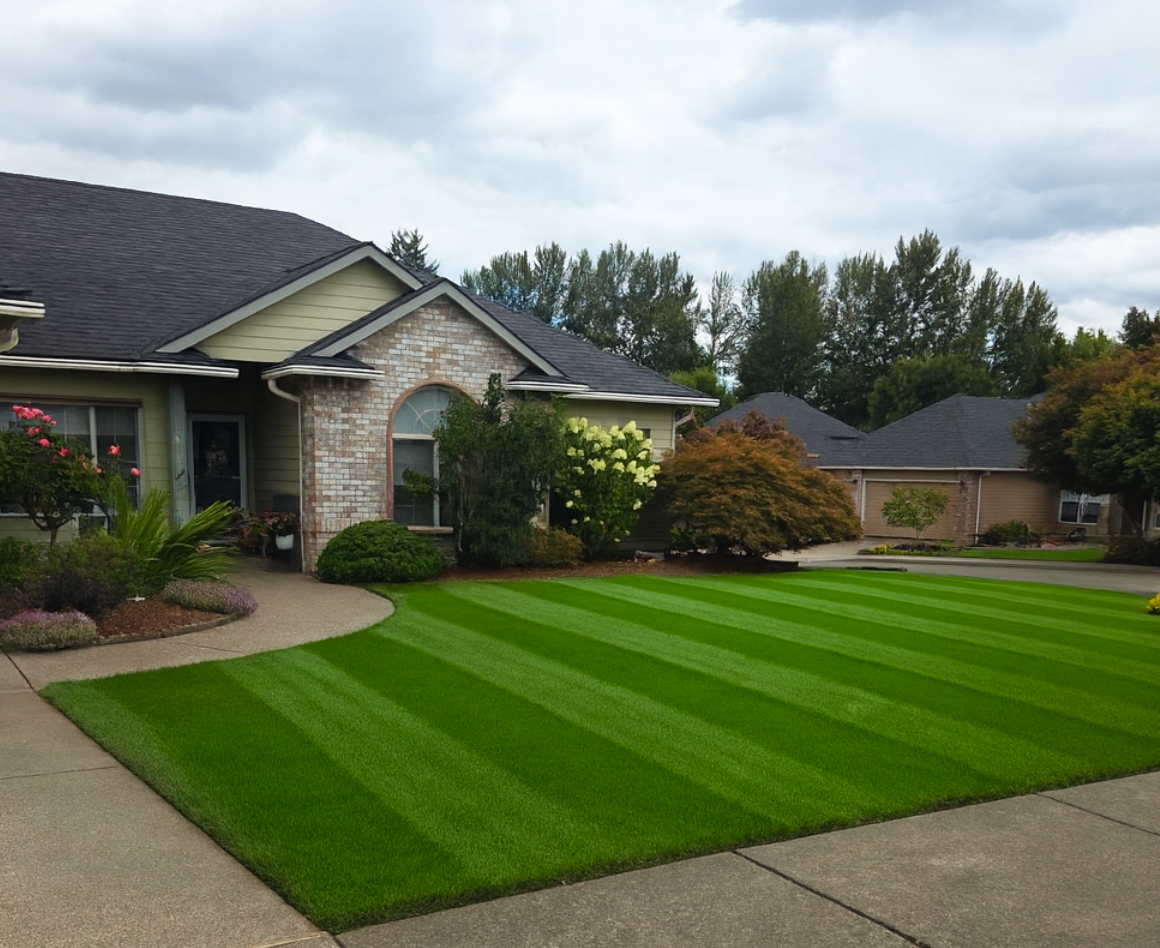 home with maintained front yard