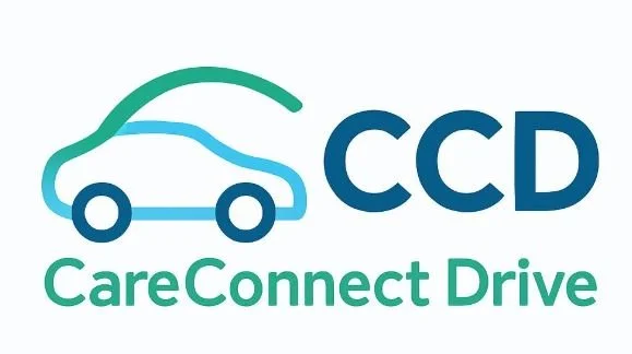 Logo with a stylized car outline, the text 'CCD' and 'CareConnect Drive' underneath.