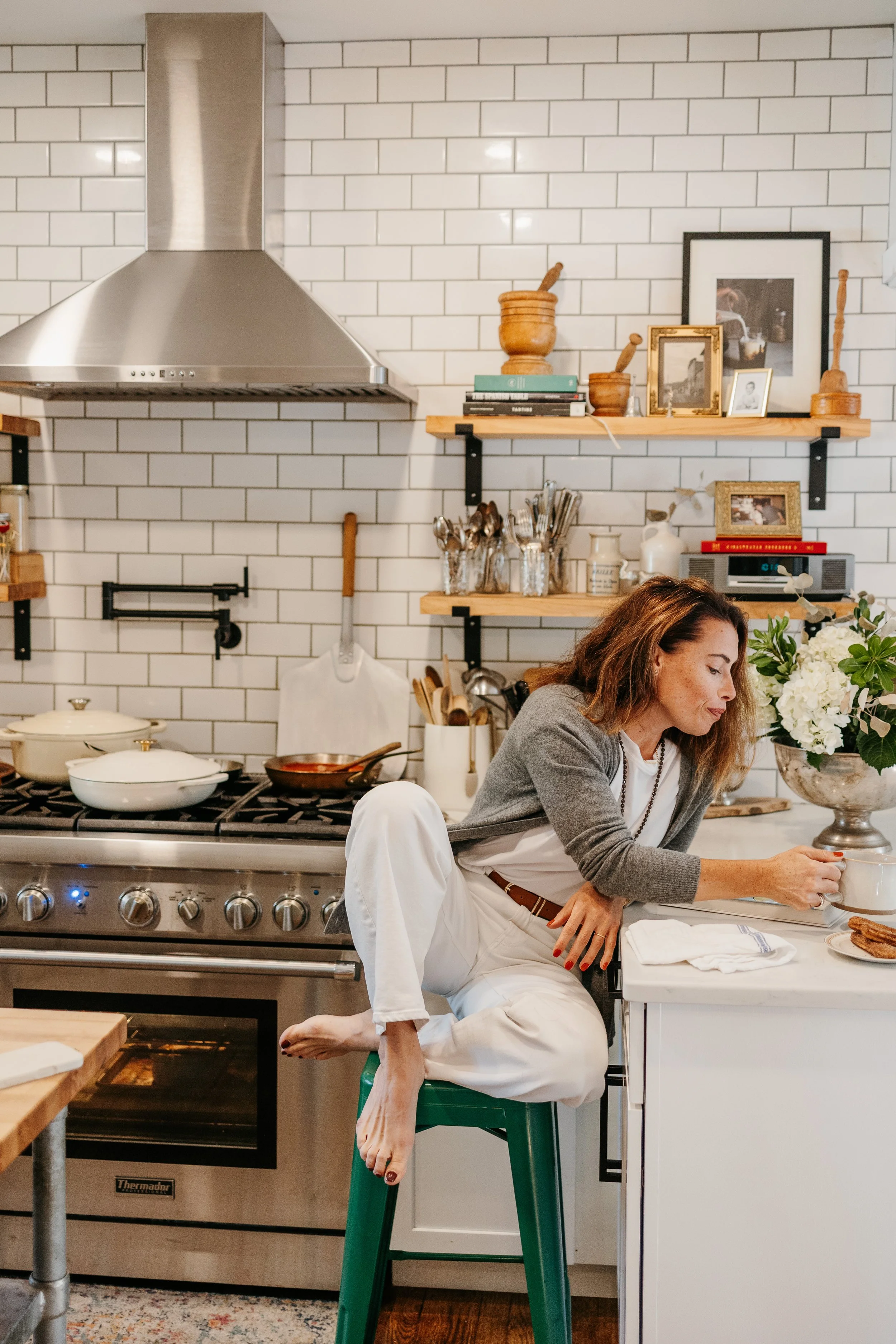 chef Bianca Beach sitting in her beautiful kitchen