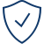 A shield with a checkmark inside it.
