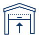 Outline of an elevator door in blue