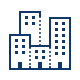Outline of a cityscape with tall buildings and windows