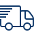 An icon of a delivery truck in blue.