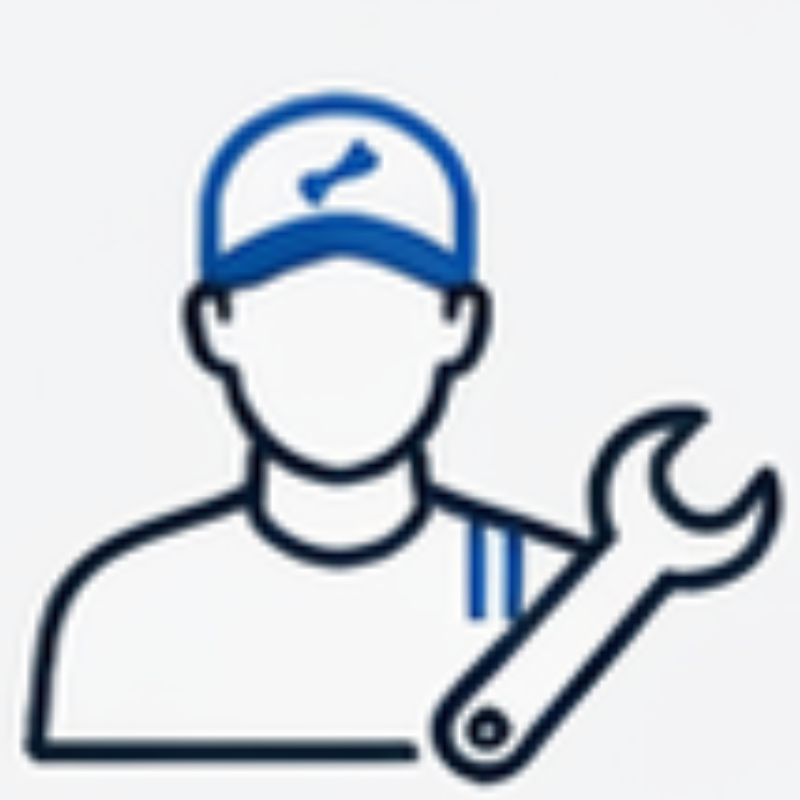 Icon of a person wearing a cap with a bone symbol and holding a wrench, representing a mechanic or repair technician.