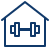 A blue barbell icon with weights at both ends.