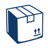 Outline of a cardboard box, slightly open with a small rabbit illustration on the corner.