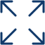 Blue arrows pointing outward in four directions from a central blue dot.