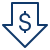 A blue dollar sign with downward arrow inside a diamond shape.
