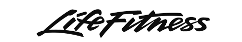 Black and white logo of 'Life Fitness' with stylized font.