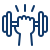 A simple line drawing of a pair of dumbbells.