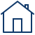 Icon of a simple house with a triangular roof and a door