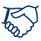 Icon of two hands shaking, representing agreement or partnership.