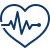 A blue heart-shaped icon with a heartbeat line inside.