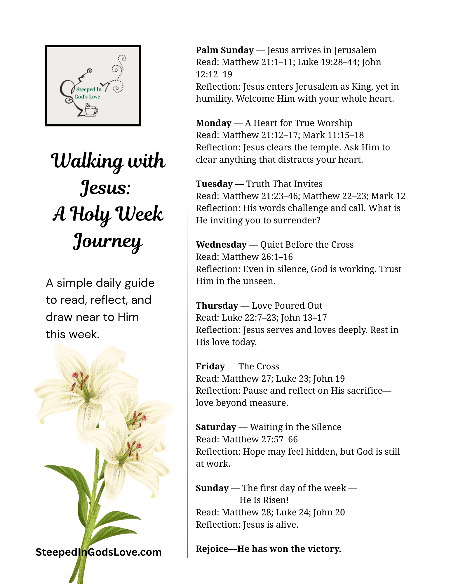 Walking with Jesus A Holy Week  (8.5 x 11 in)