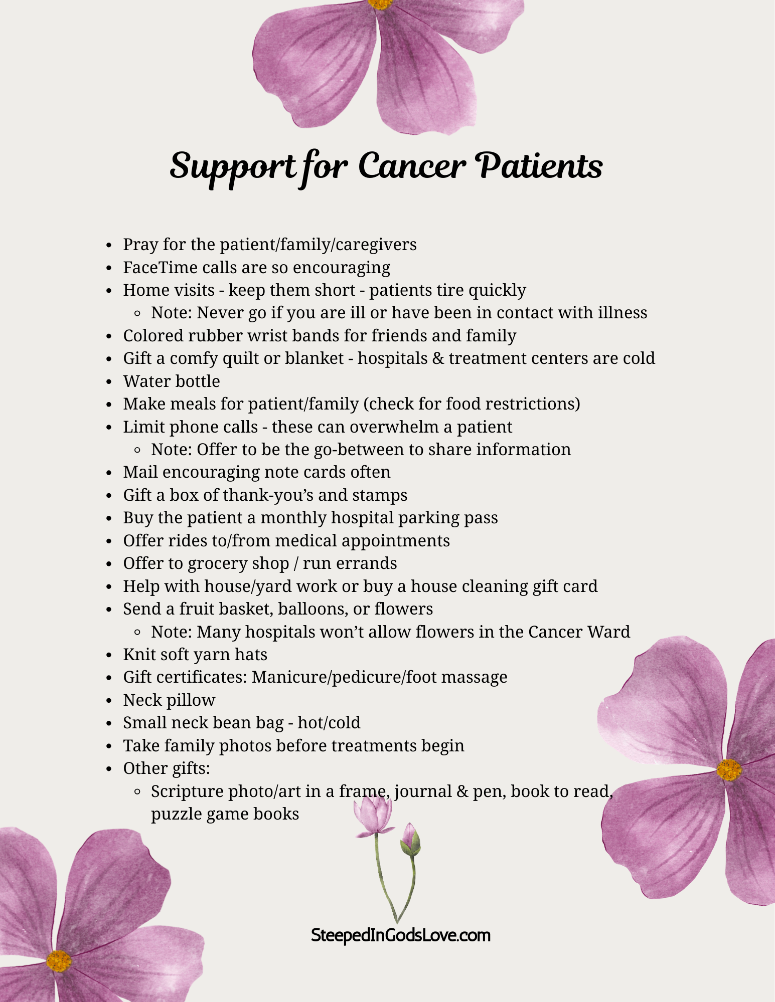 Support Ideas for Cancer Patients