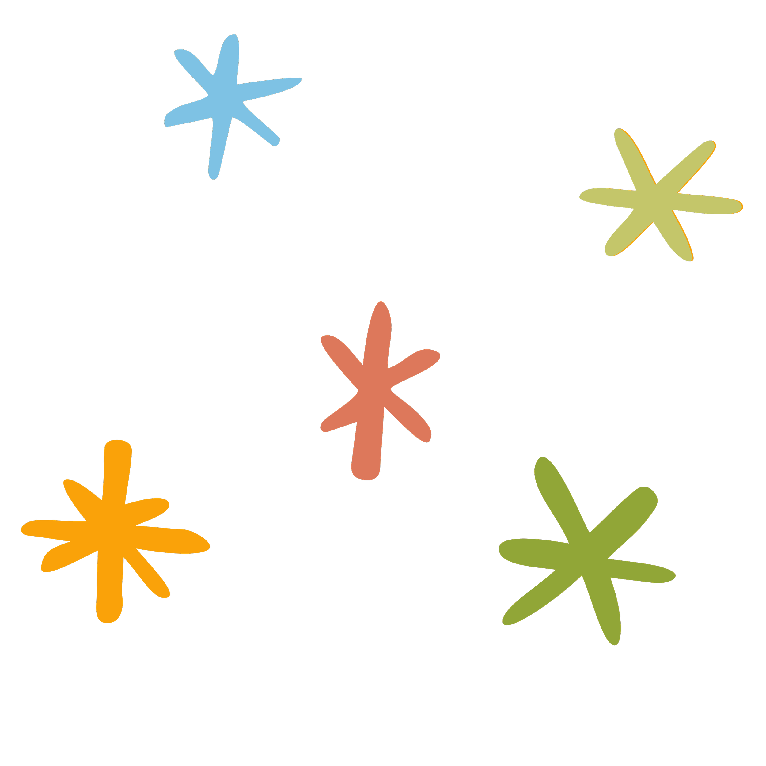 Colorful star shapes of various sizes and colors scattered on a black background.