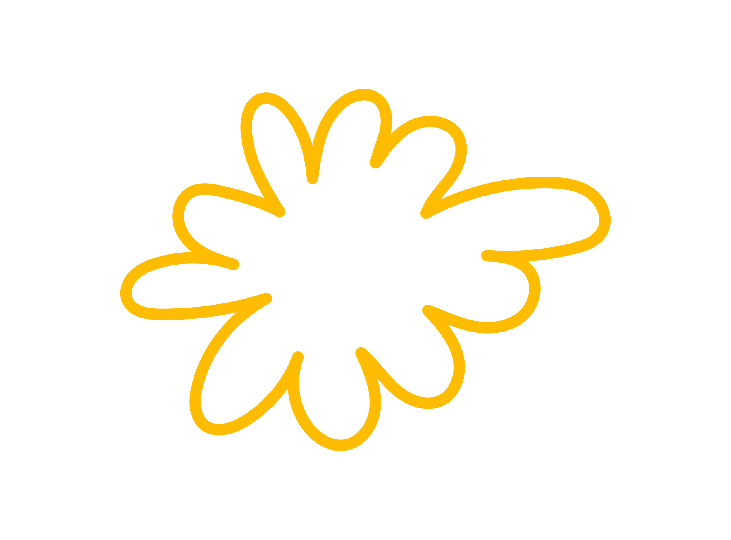 Yellow hand drawn flower outline.