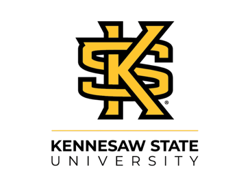The Kennesaw State University logo in yellow and black on a black background.