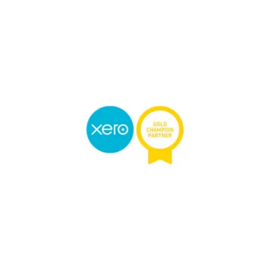 Xero logo next to a gold medal badge reading 'Gold Champion Partner'.