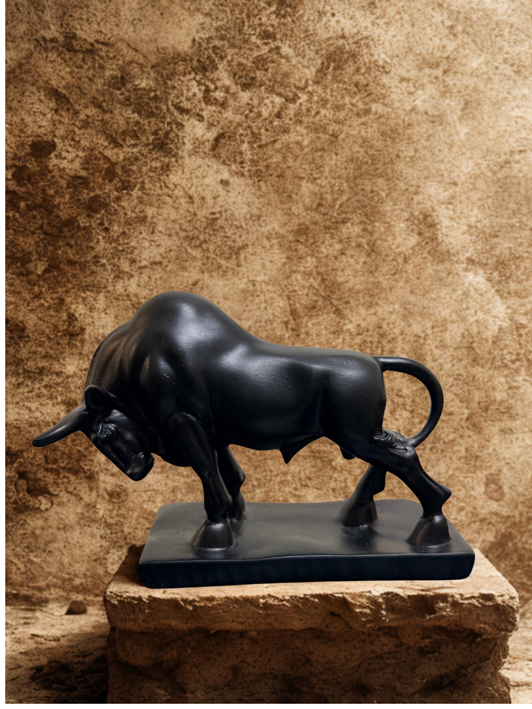 Elegant Bull Resin Table Sculpture