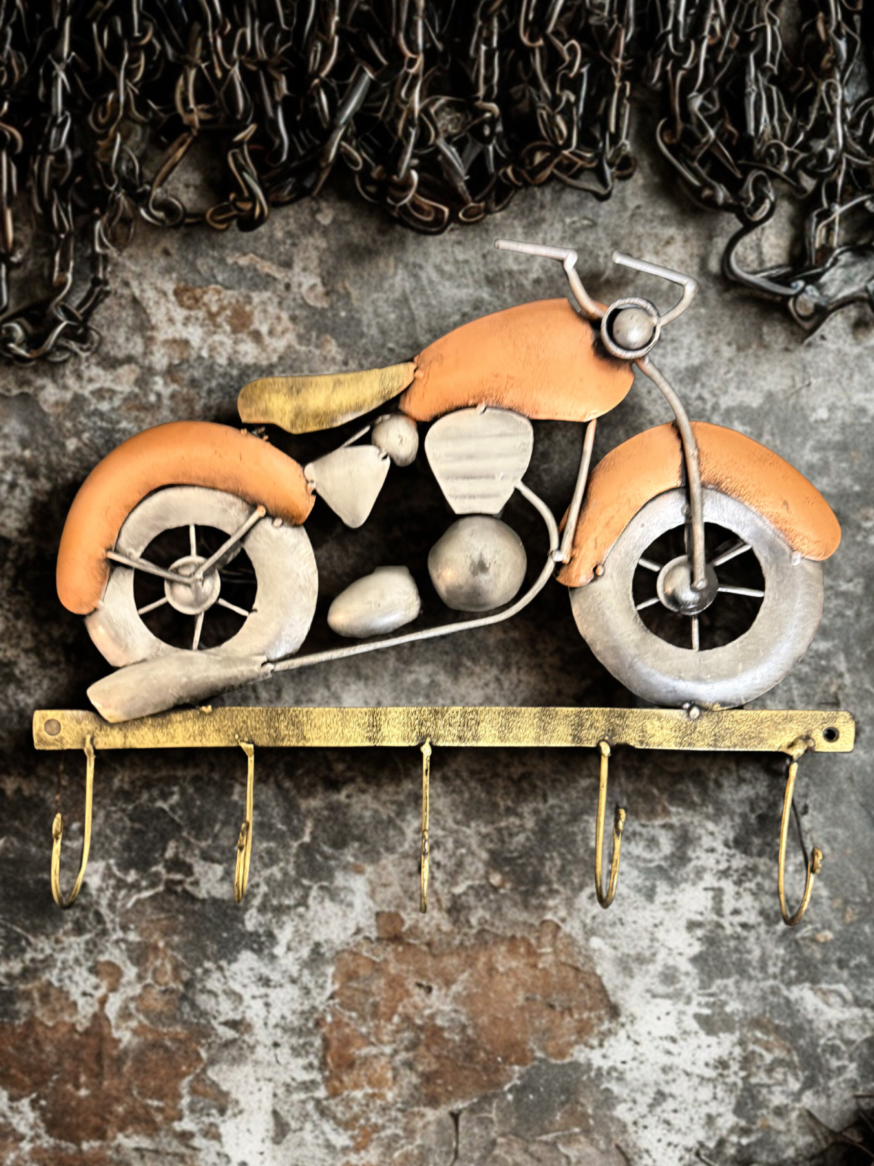Rustic Handcrafted Motorcycle Key Holder