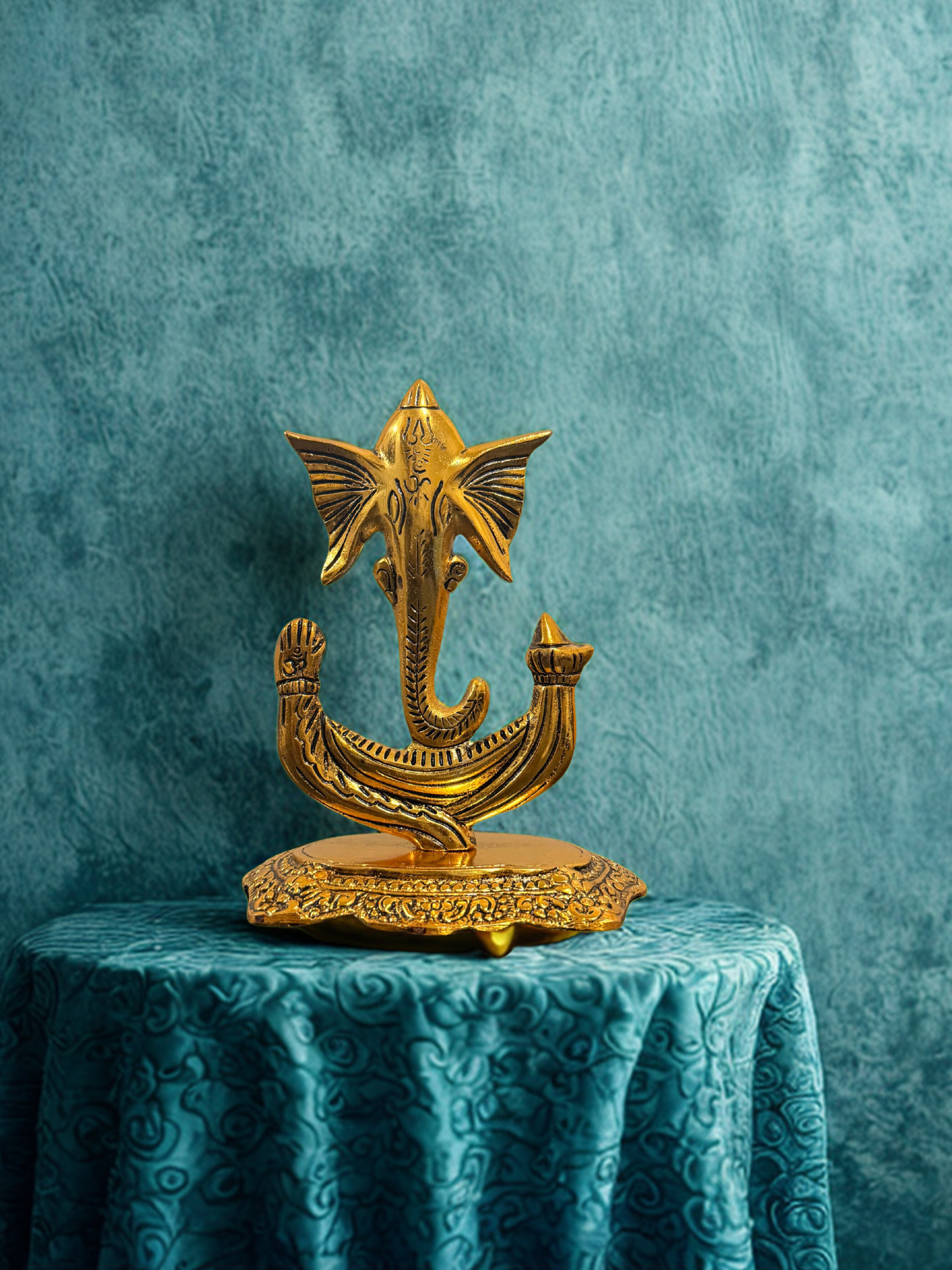 Exquisite Metal Thrishul Ganesh Statue