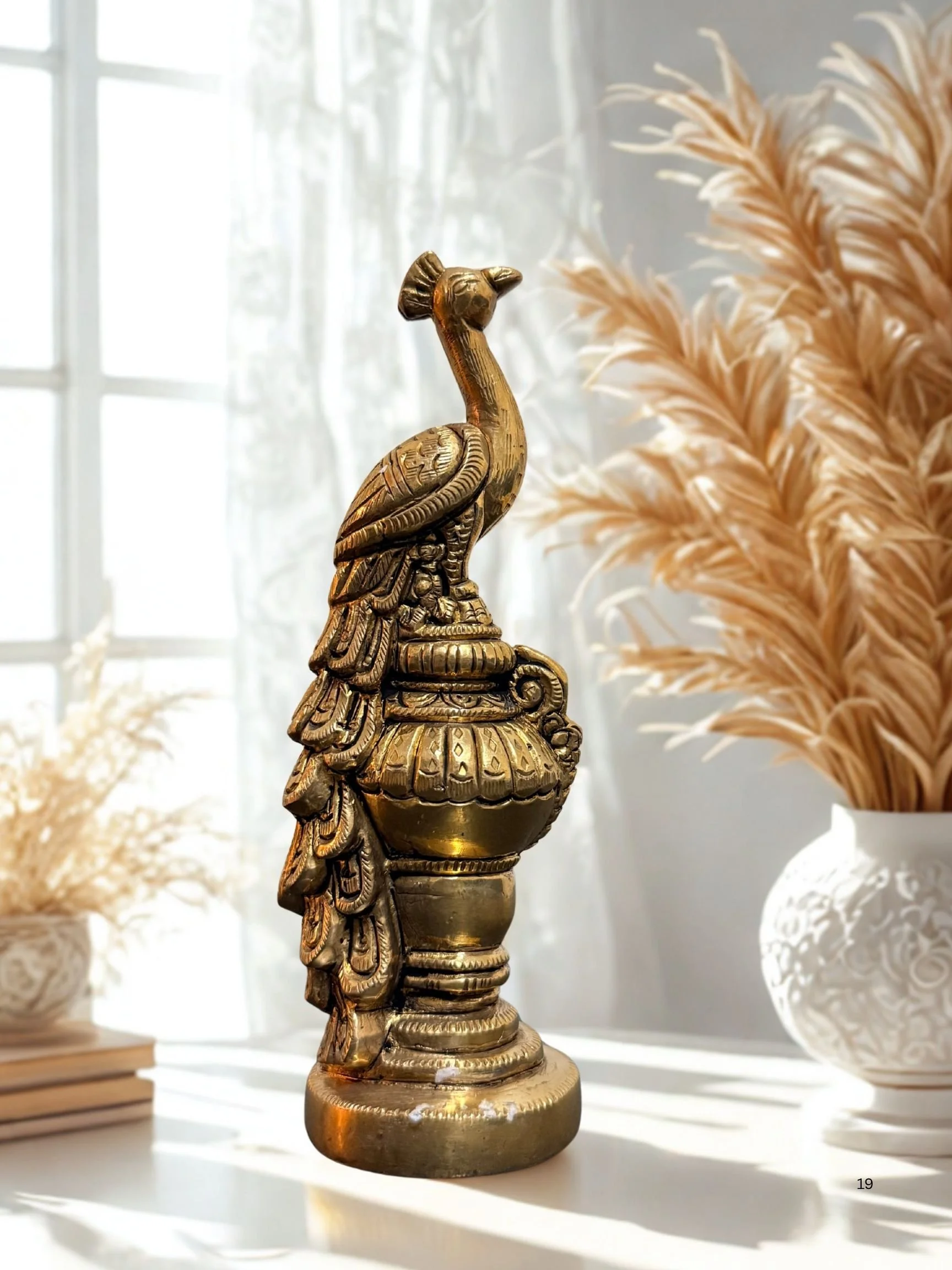 Elegant 6-Inch Brass Peacock Table Decoration