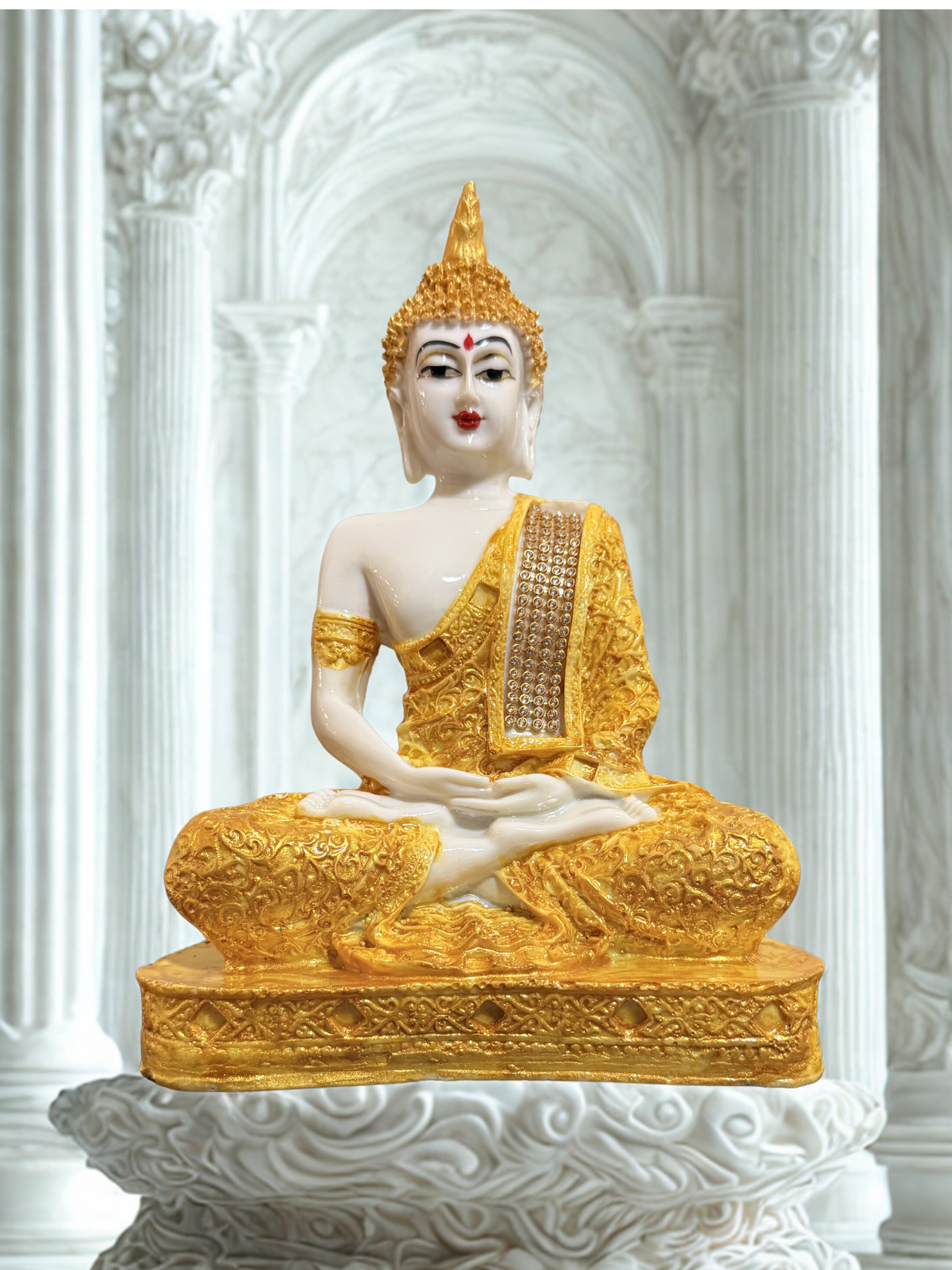 Golden Serenity Buddha Resin Statue