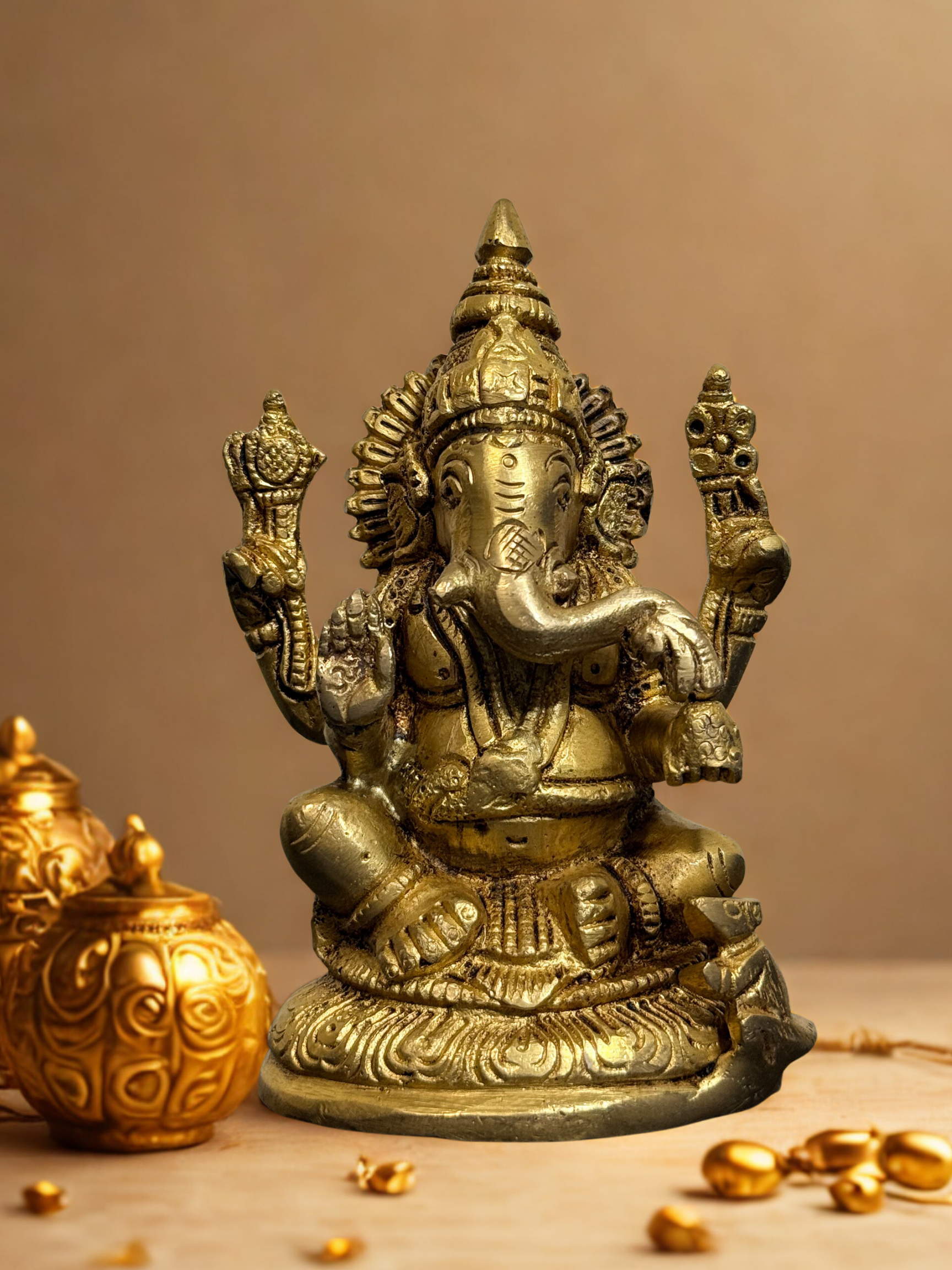5-Inch Brass Ganesh Idol