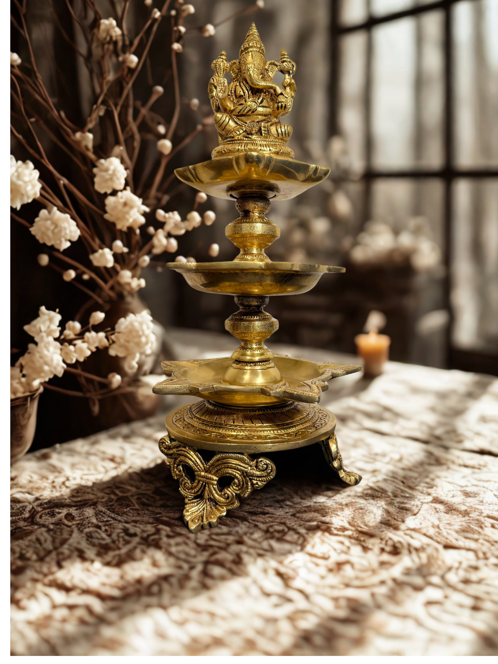 Deepa with Ganesh Brass - 16 Inch