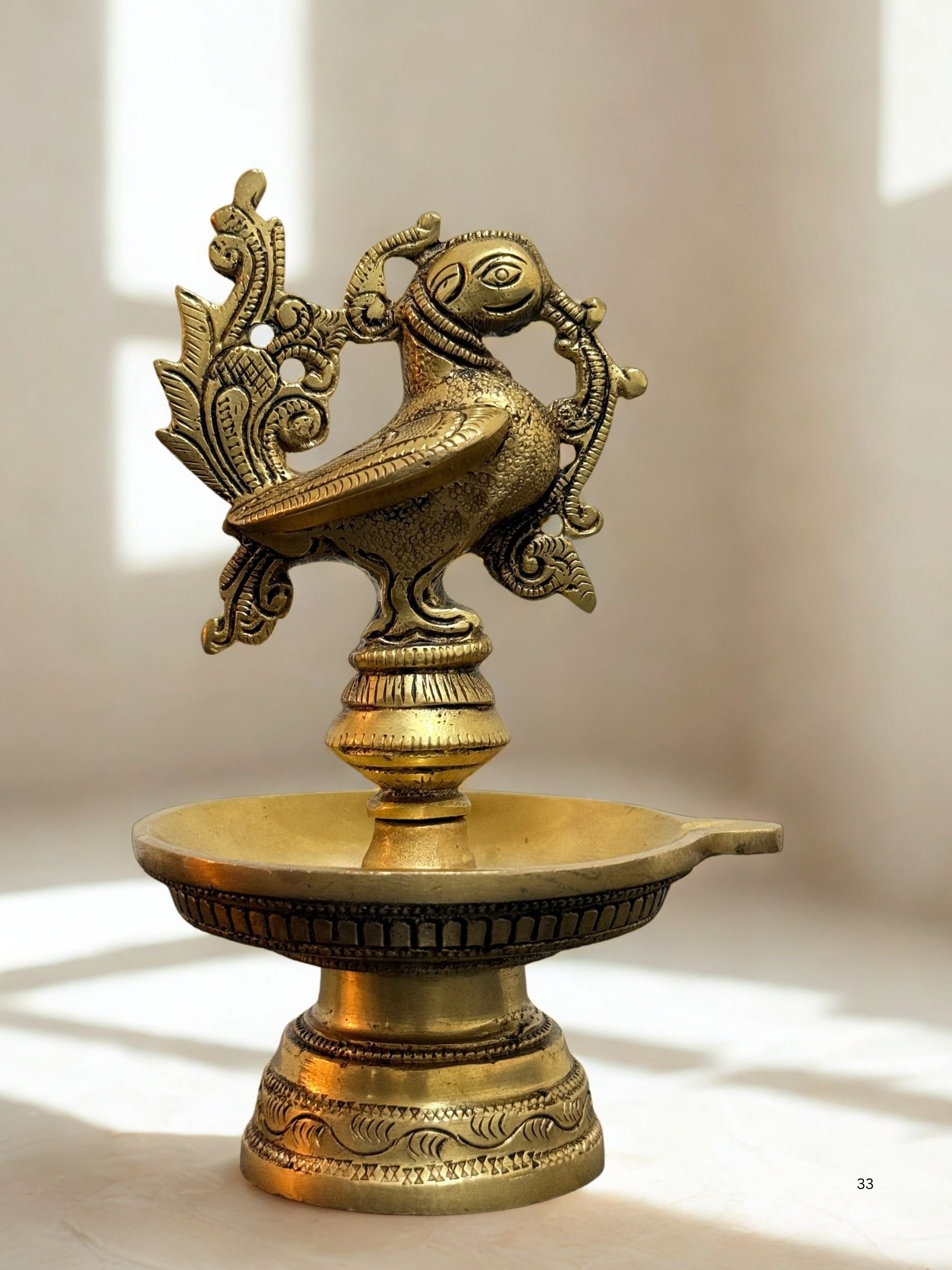 Peacock Deepa 6-Inch Brass