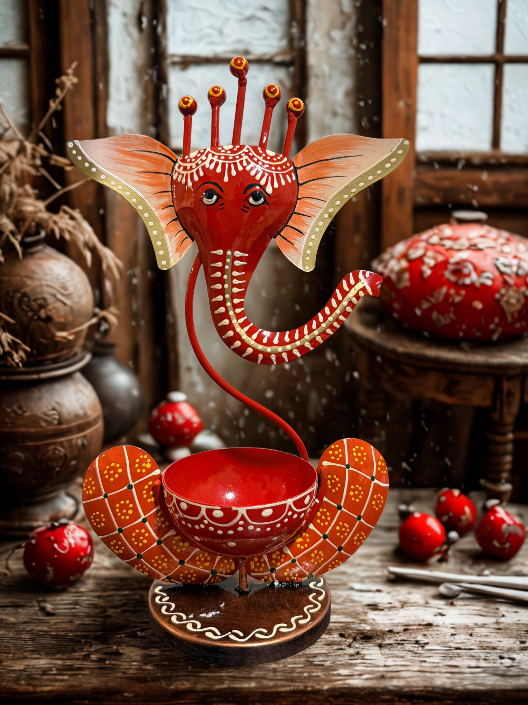 Ganesha T Lite Orange Table Decor