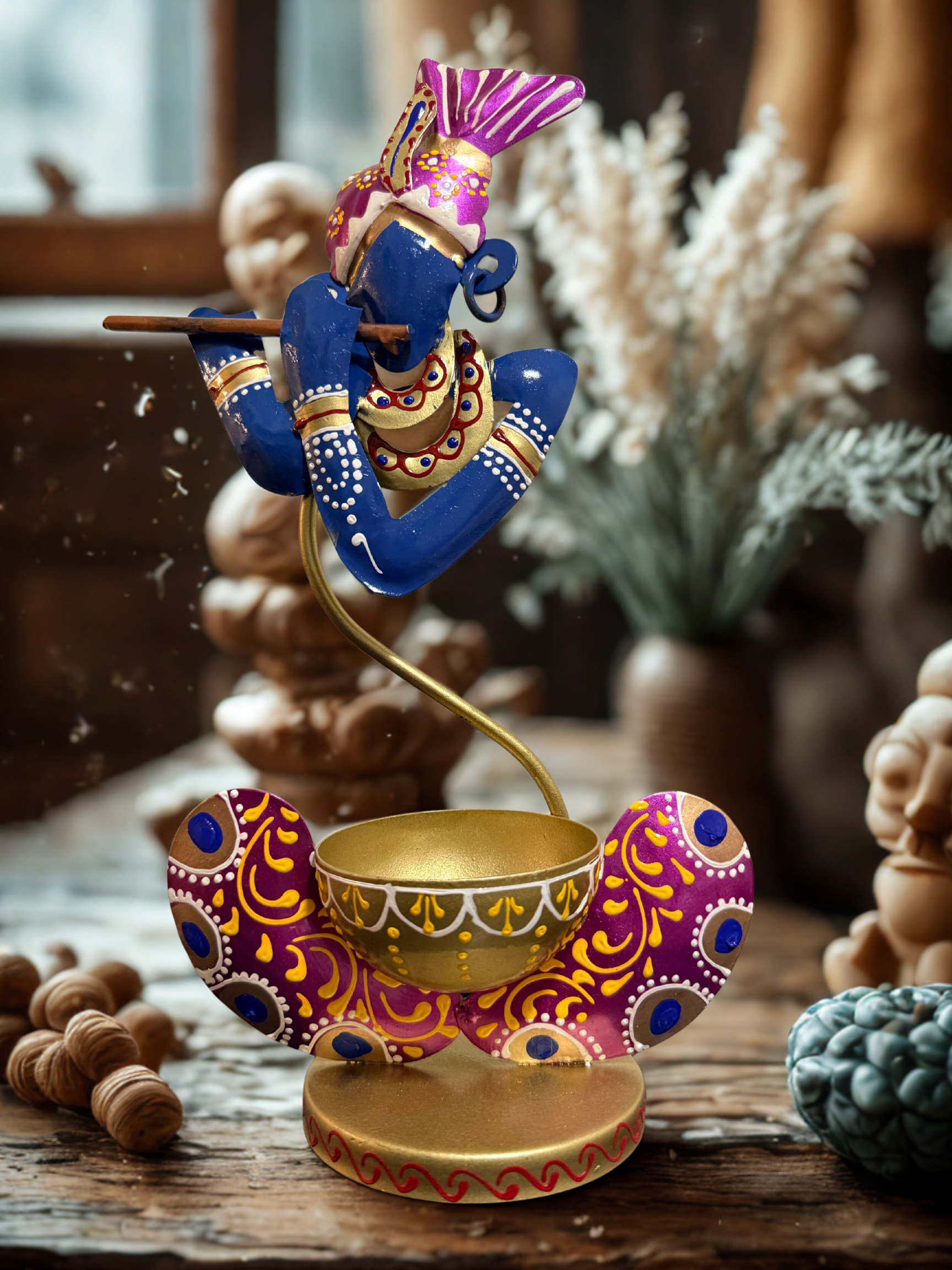 Murli Krishna T-Lite Holder - Blue