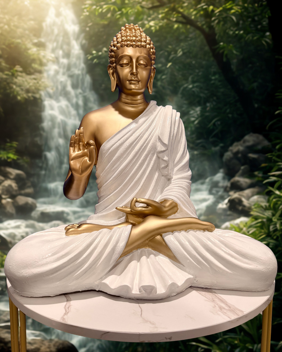 24 Inches Buddha in Gold and White Statue