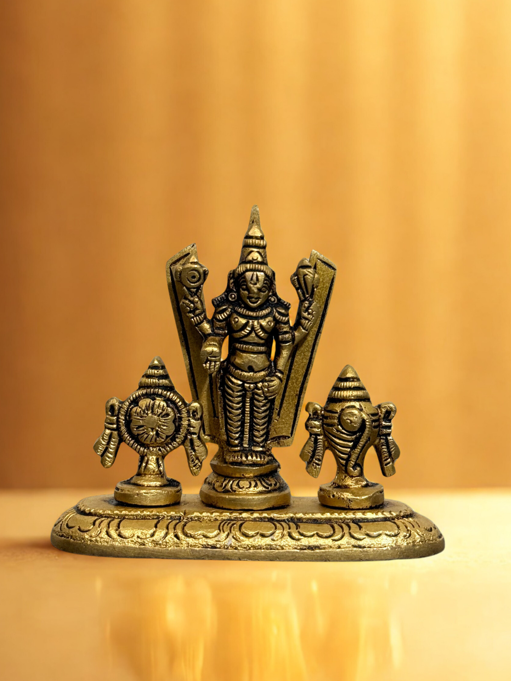 Venkateshwara Brass Statue with Shanka and Chakra - Brass