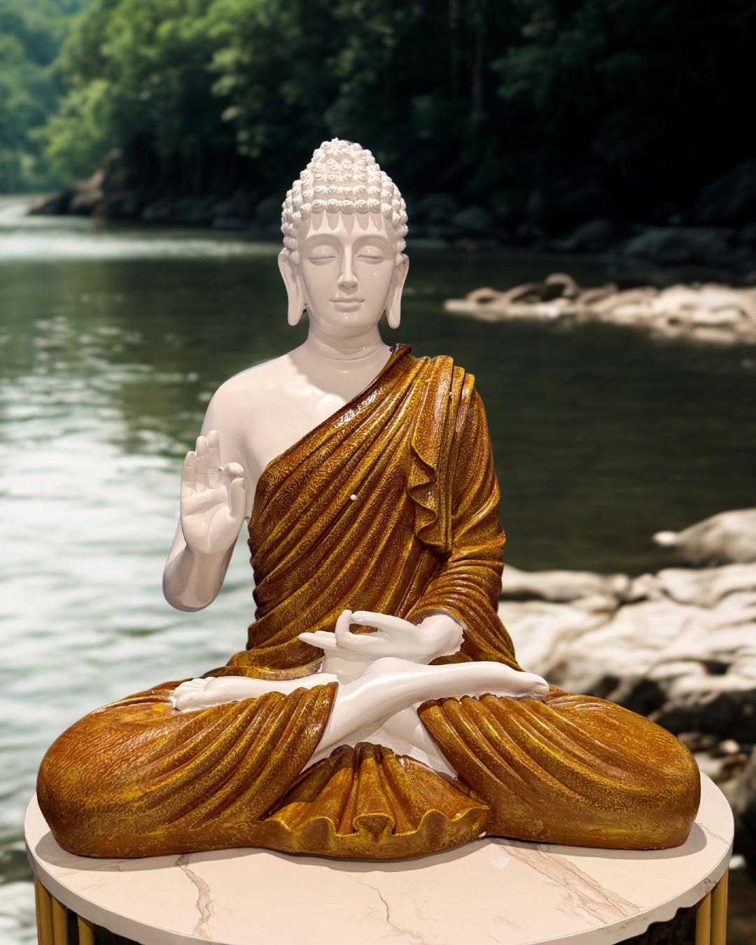 24-Inch Buddha Statue in Golden Yellow