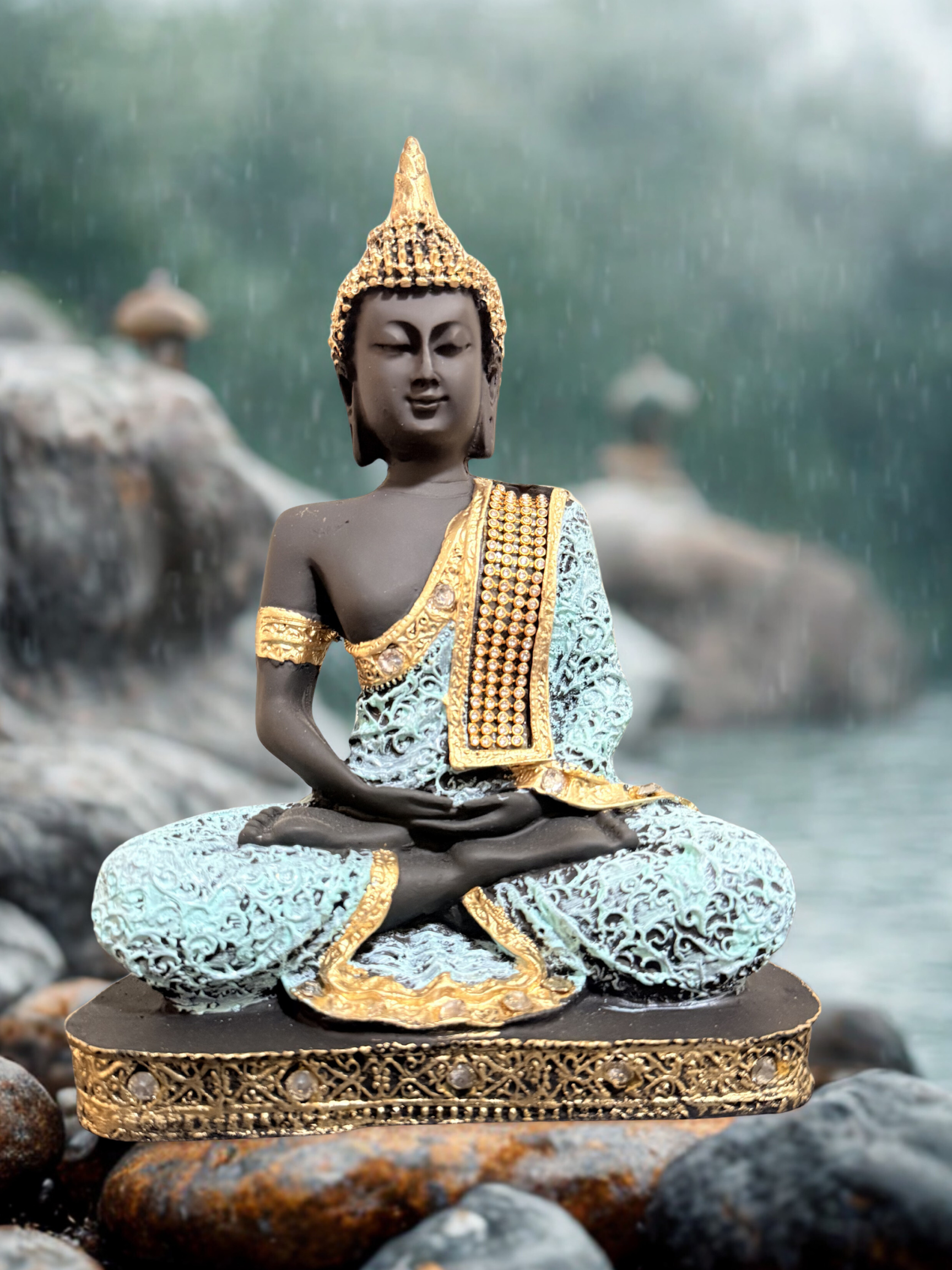 Buddha Gray Resin Statue