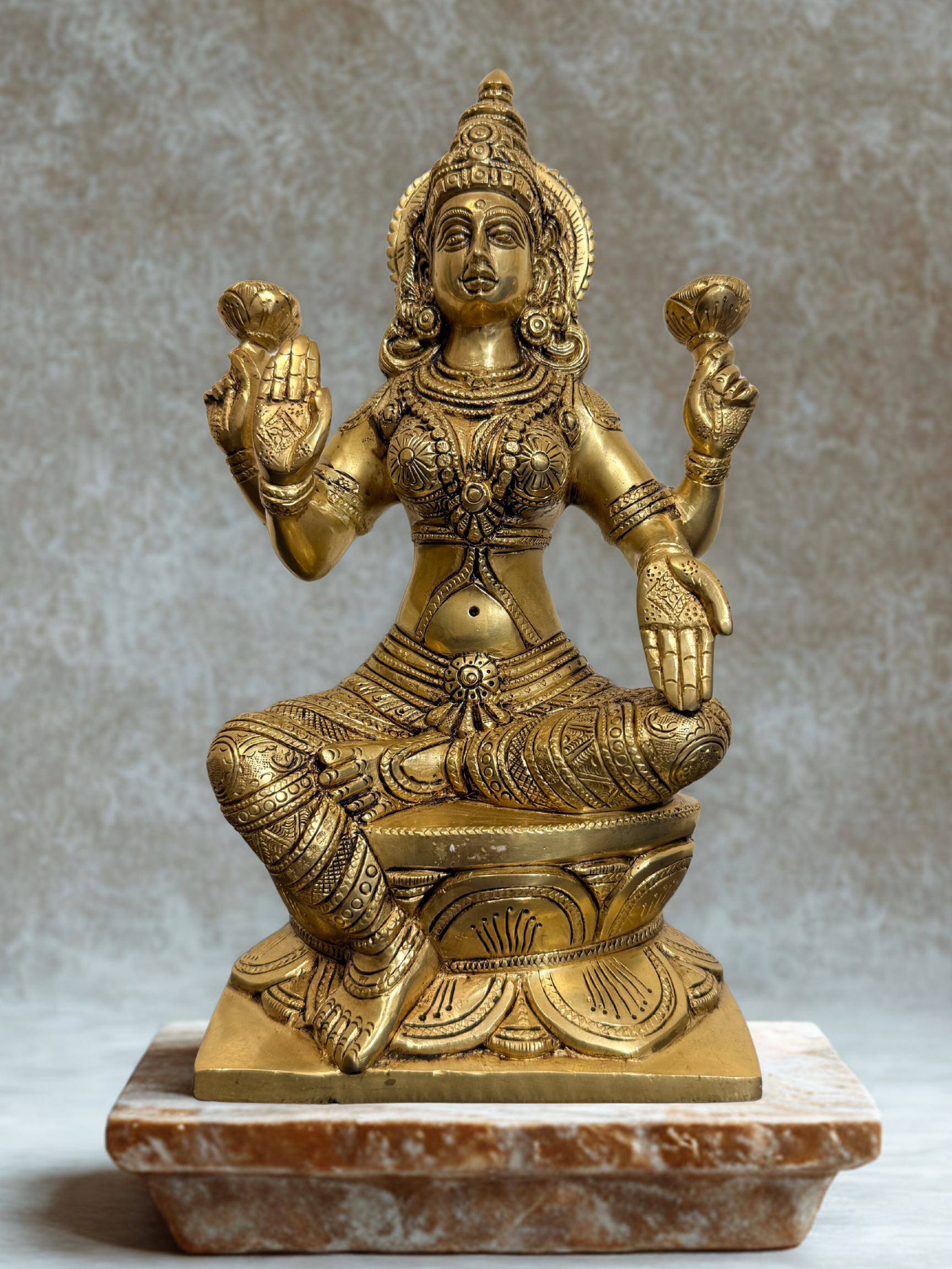 Maha Lakshmi Brass Statue, 12-Inch