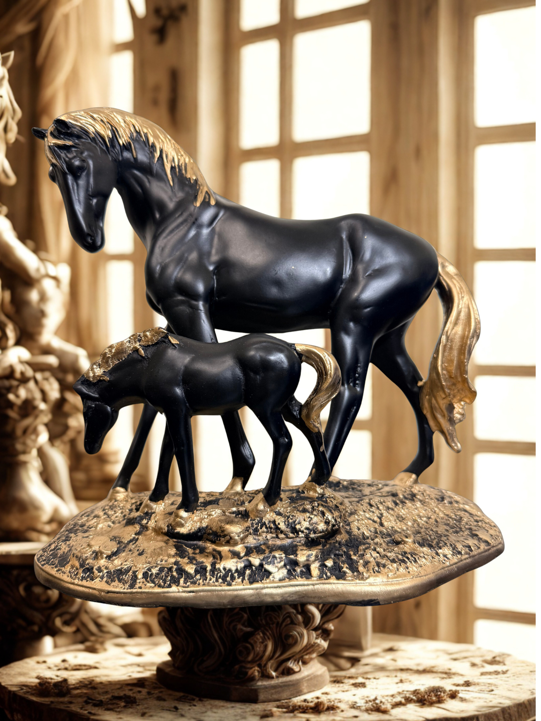 Resin Horse Family Figurine