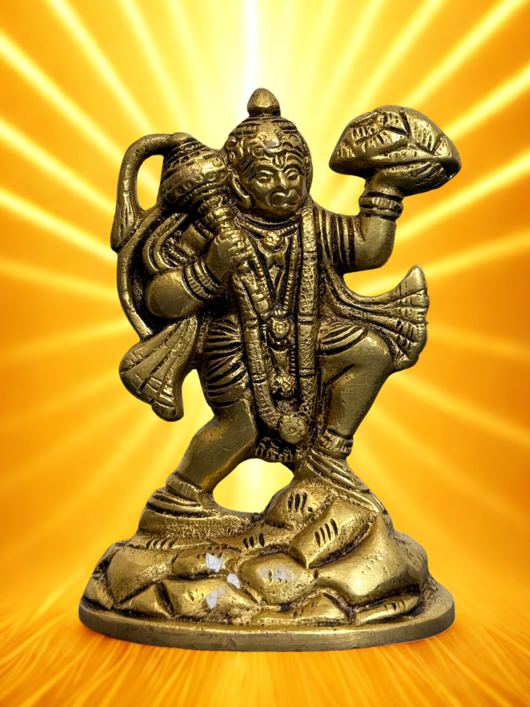 4-Inch Brass Hanuman Statue