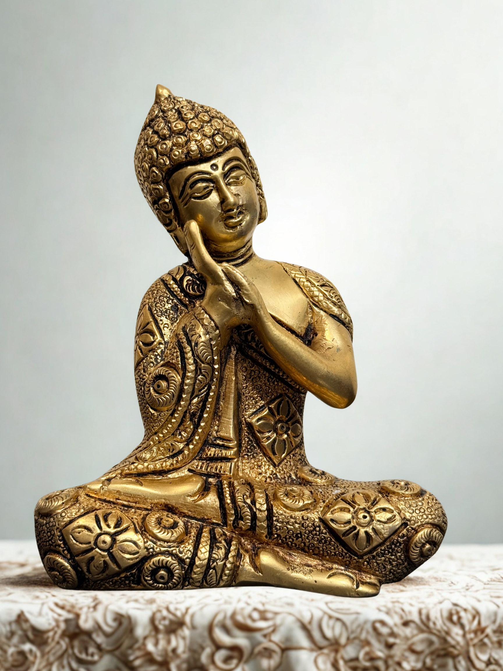 6-Inch Brass Buddha Statue for Positivity & Peace
