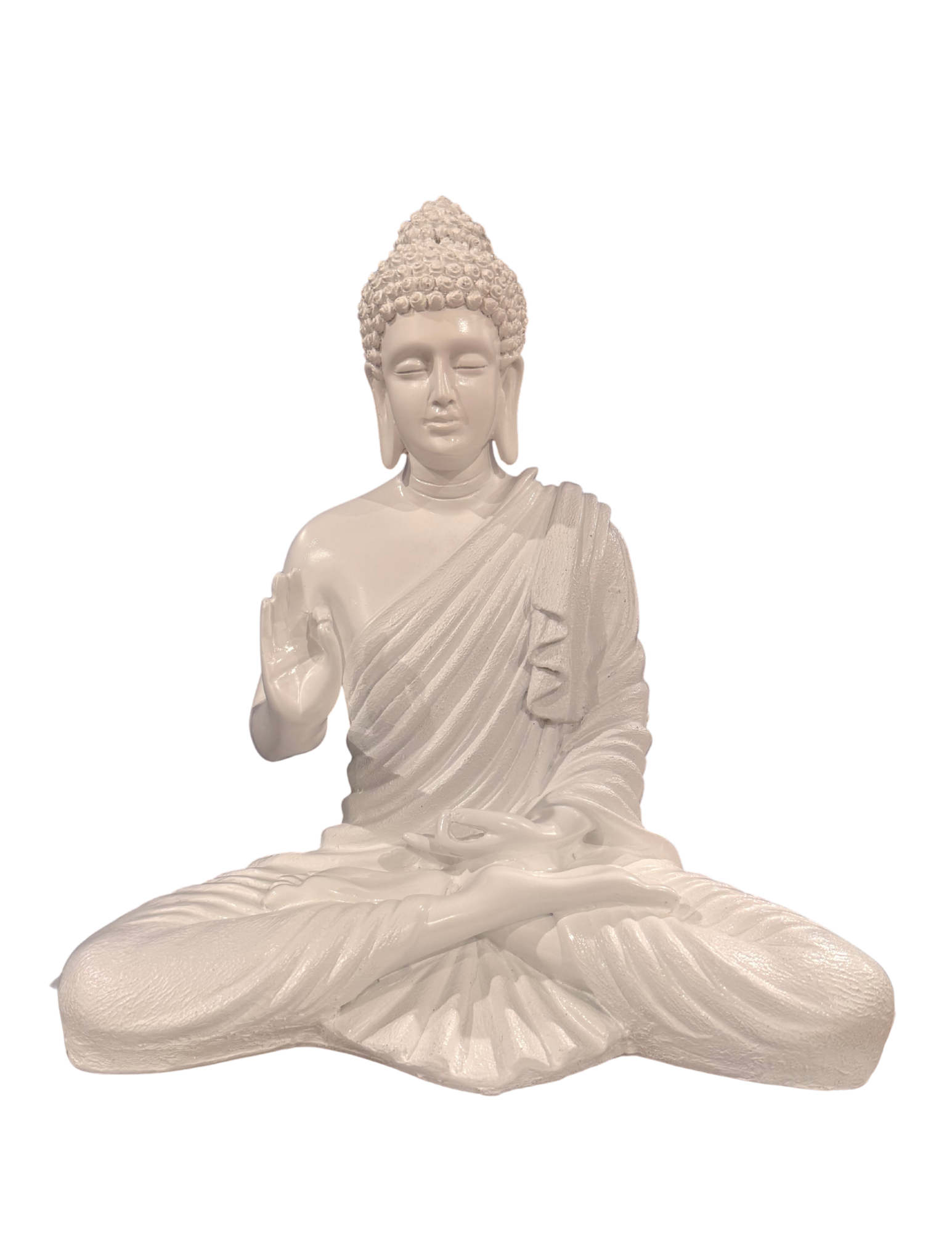 15-Inch Tranquil White Buddha Statue